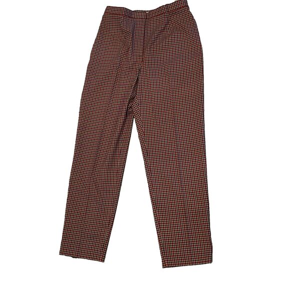 JONES WEAR Women's Size 12 Plaid Trousers Slacks Office Workwear Tan Red Black - Picture 1 of 9